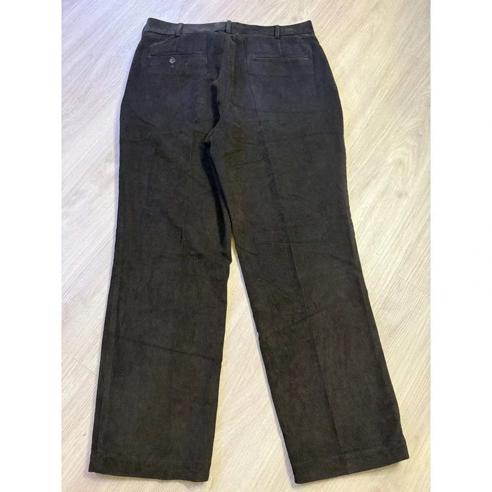 Henry Grethel Mens Black Corduroy Pants Straight Leg 36x29 Flat Front HG Design